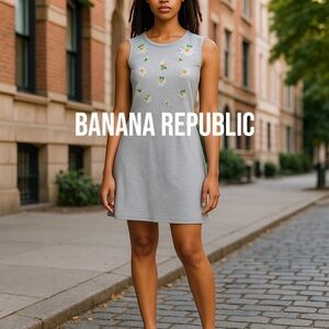 Banana Republic Heather Gray Pineapple Jewel Dress Embellished Sheath Dress Sz 8